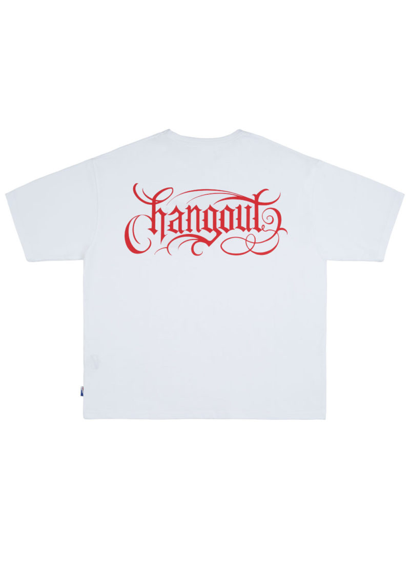X Inked SEOUL Chicano Lettering Wide T-Shirt ( Black / White / Red lettering )